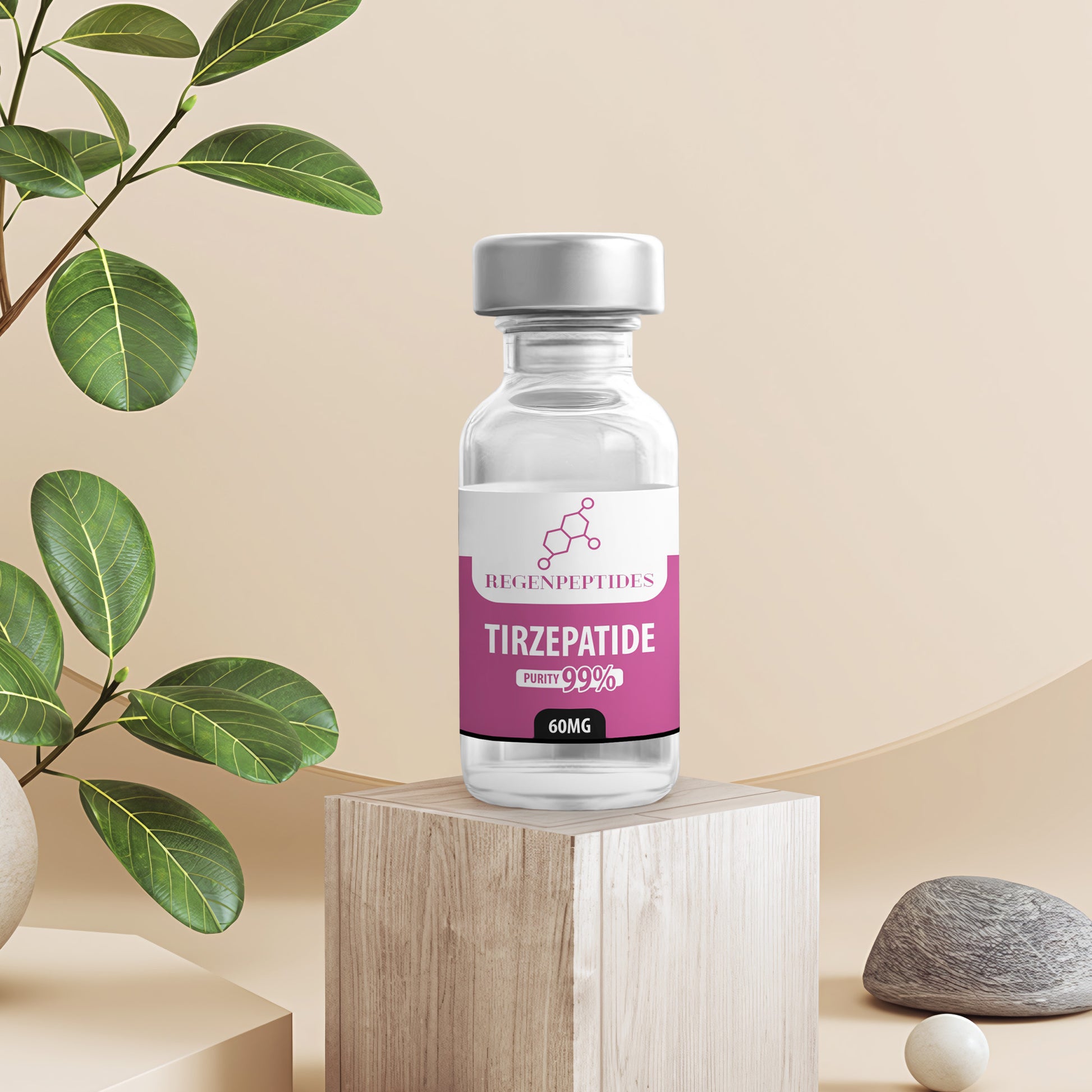 Tirzepatide 60mg peptide vial in powder form for research use only – Regen Peptides UK